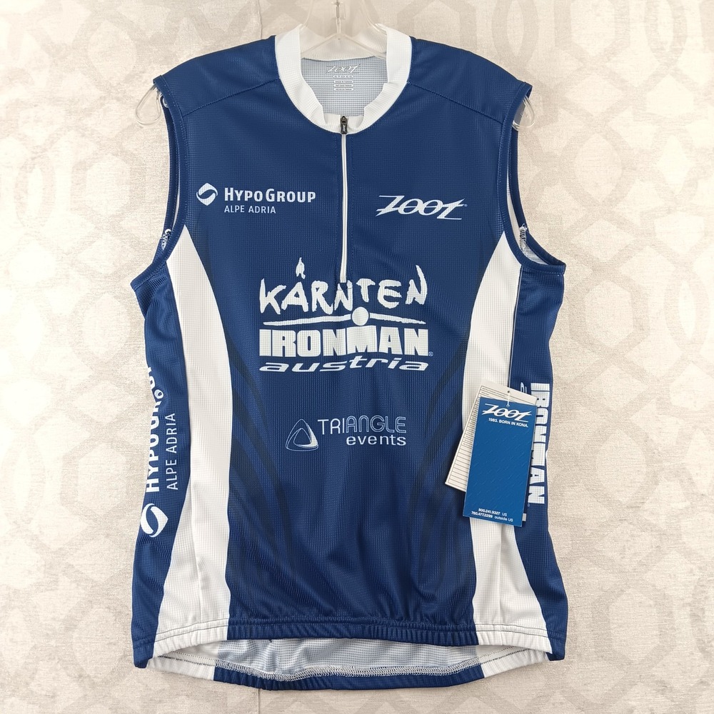 Zoot Karnten Ironman Austria Sleeveless Cycling Jersey Vest Blue White Men's XS‎
